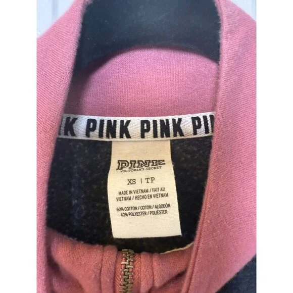 Victoria's Secret Pink Women's Mauve Pink 1/4 Zip Pullover Sweatshirt Size XS - Picture 3 of 12